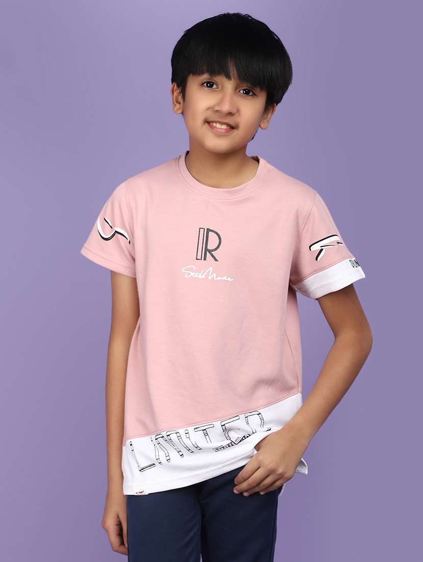 boys round neck typographic regular t-shirt