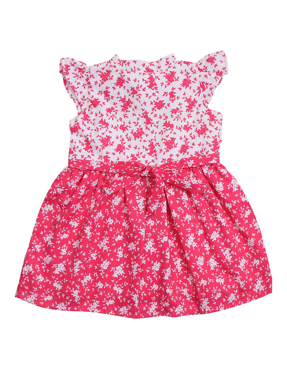 pink floral printed tie up neck detailed frock - 20962476 -  Standard Image - 1