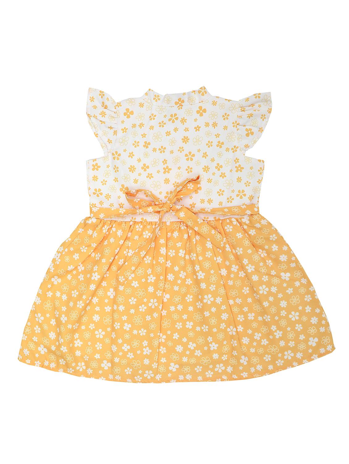 yellow floral printed button detailed frock - 20962481 - Standard Image - 1