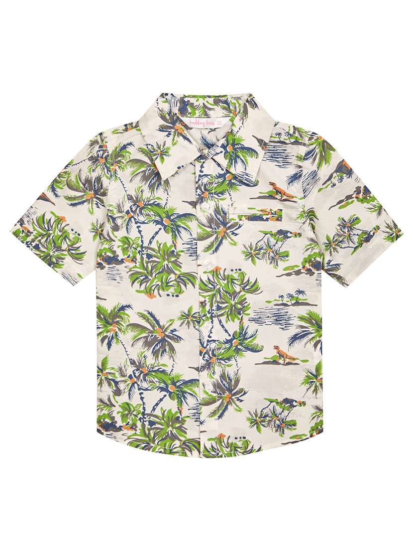 white printed detailed regular shirt