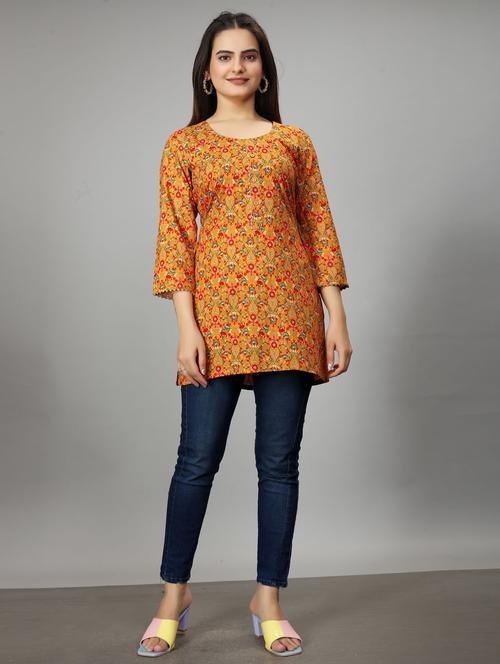 women three quarter sleeve straight kurti - 20962535 -  Standard Image - 0