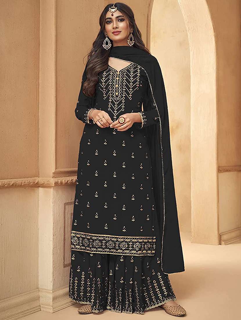 embroidered semi-stitched suit set