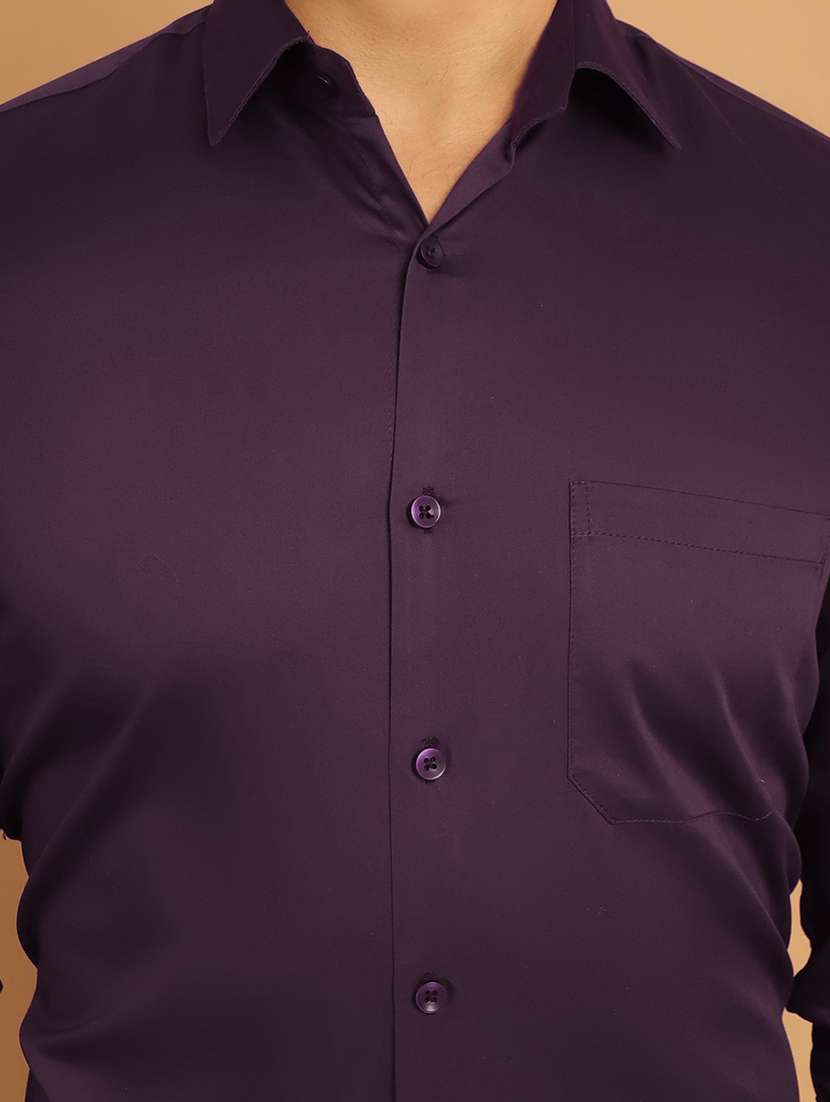 men purple slim fit collared formal shirt - 20962562 -  Standard Image - 4