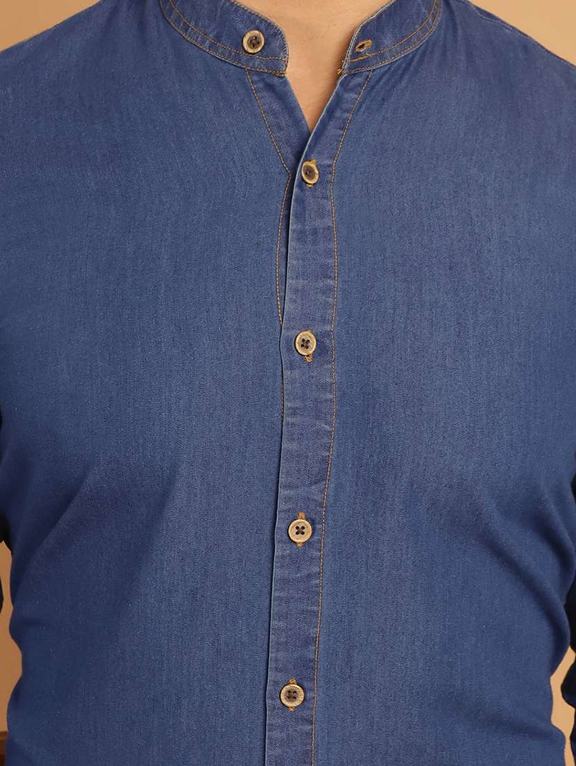 men mandarin collar long sleeve formal shirt - 20962574 - Standard Image - 4
