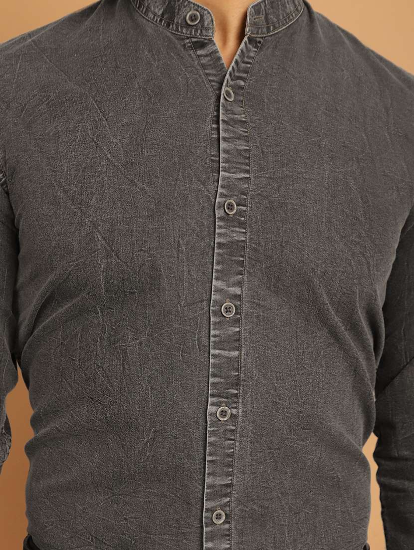 men mandarin collar long sleeve formal shirt - 20962575 - Standard Image - 4