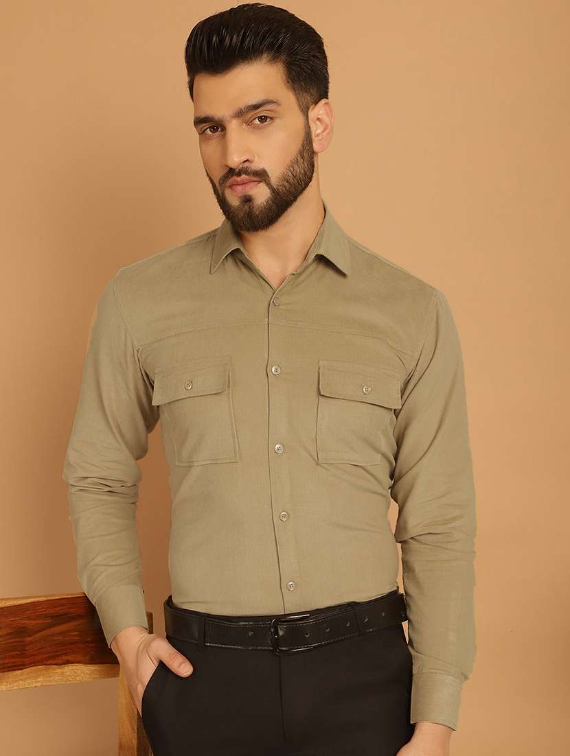 men collared long sleeve formal shirt