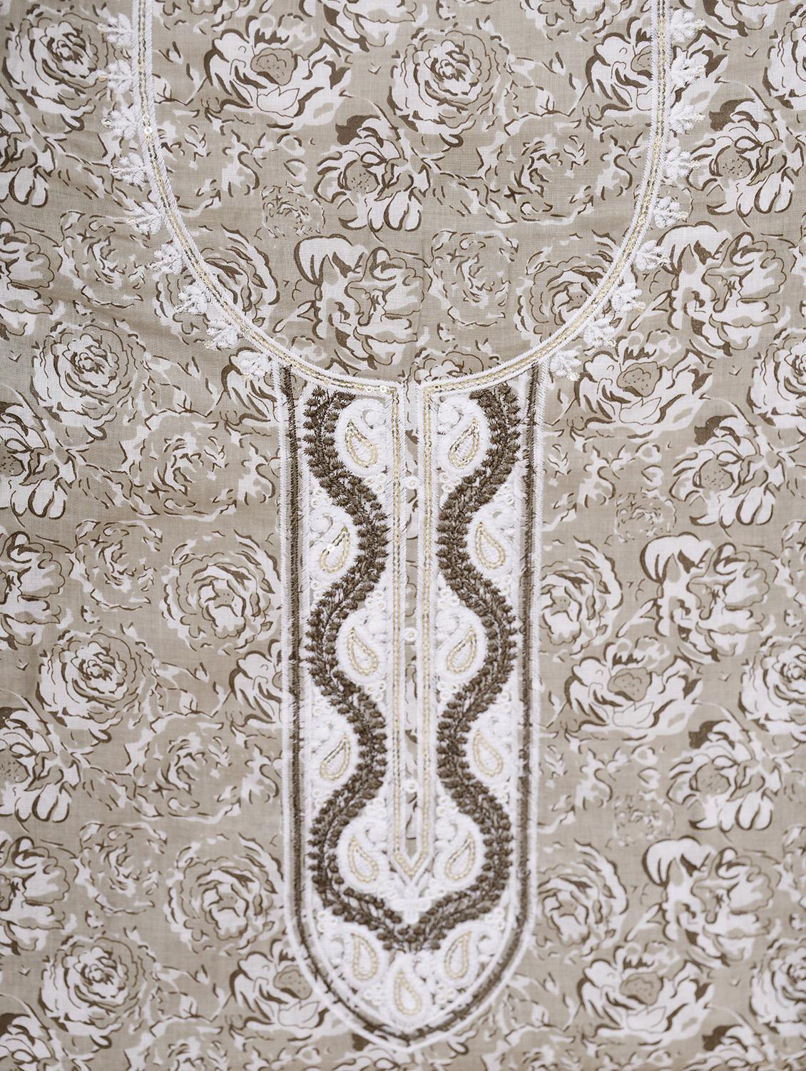 women beige floral printed unstitched suits - 20962606 - Standard Image - 1