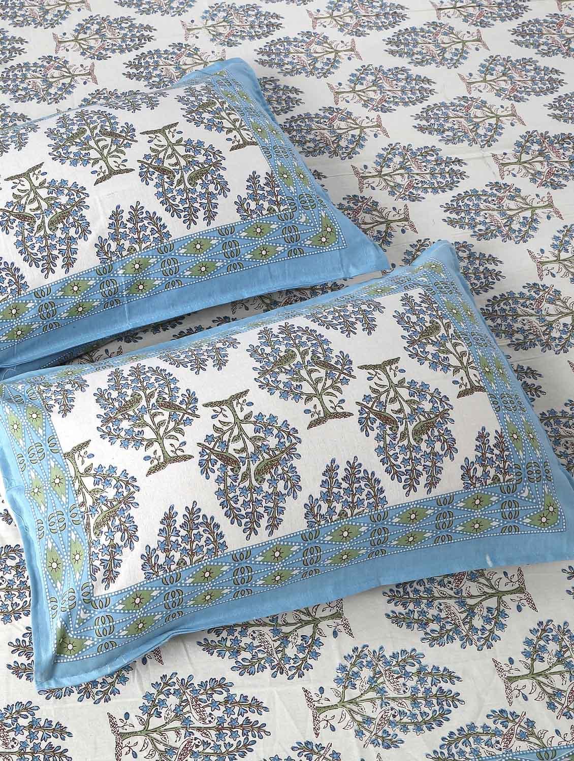 texstylers cotton bird print jaipuri 90 x100 inches double bedsheet with 2 pillow covers - 20962778 - Standard Image - 1