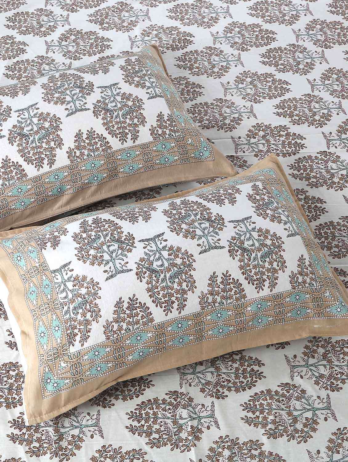 texstylers cotton bird print jaipuri 90 x100 inches double bedsheet with 2 pillow covers - 20962779 -  Standard Image - 1