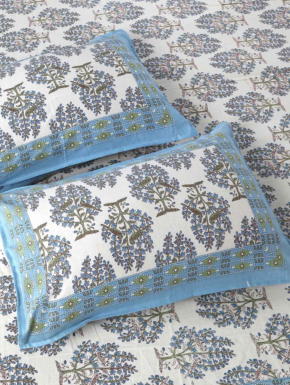 texstylers cotton floral print jaipuri 90 x100 inches queen size bedsheet with 2 pillow covers - 20962784 - Standard Image - 1