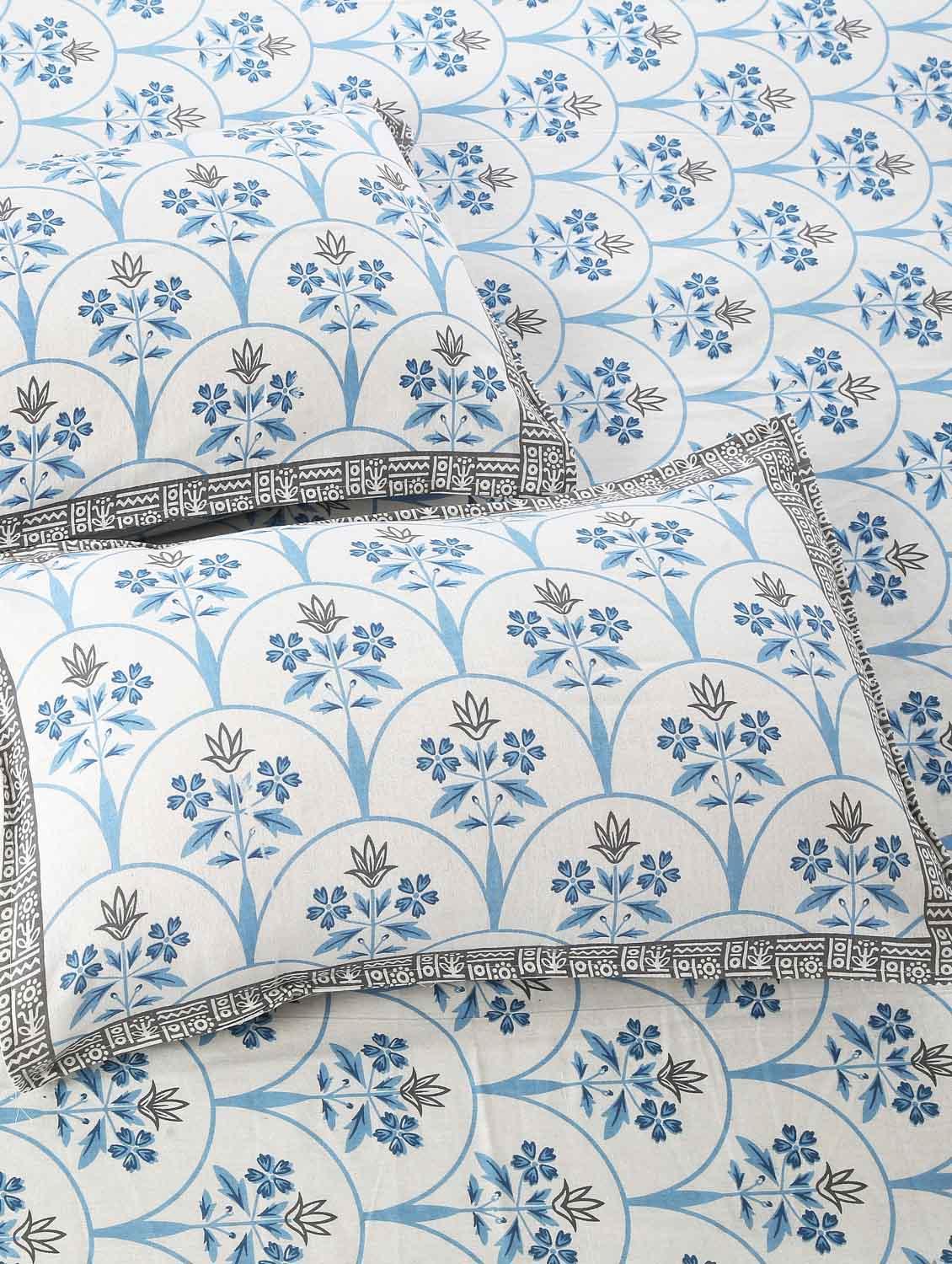 texstylers cotton floral print jaipuri 90 x100 inches queen size bedsheet with 2 pillow covers - 20962788 -  Standard Image - 1