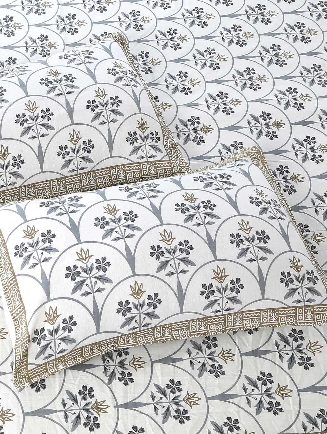 texstylers cotton floral print jaipuri 90 x100 inches queen size bedsheet with 2 pillow covers - 20962789 - Standard Image - 1