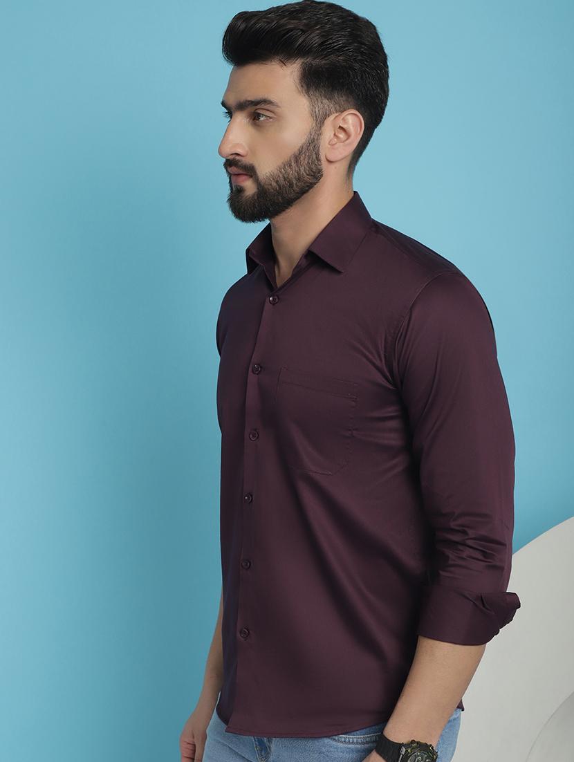 men purple solids casual shirt - 20962791 - Standard Image - 1