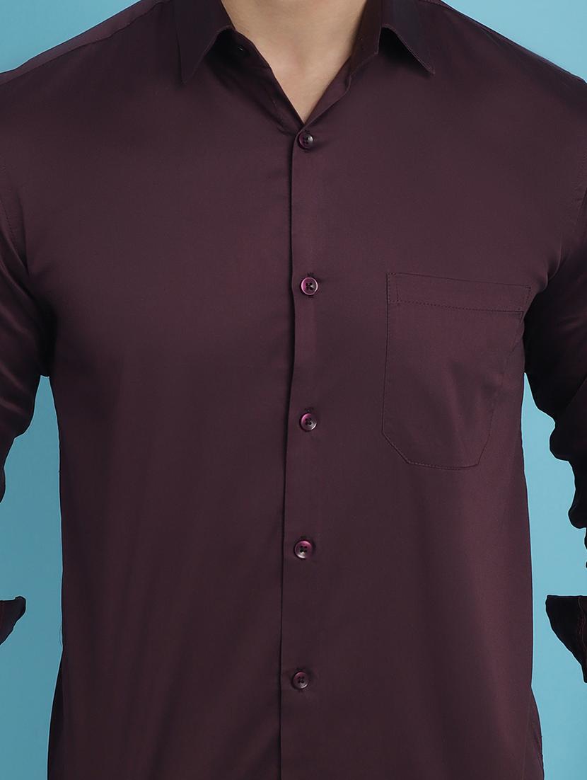 men purple solids casual shirt - 20962791 - Standard Image - 4