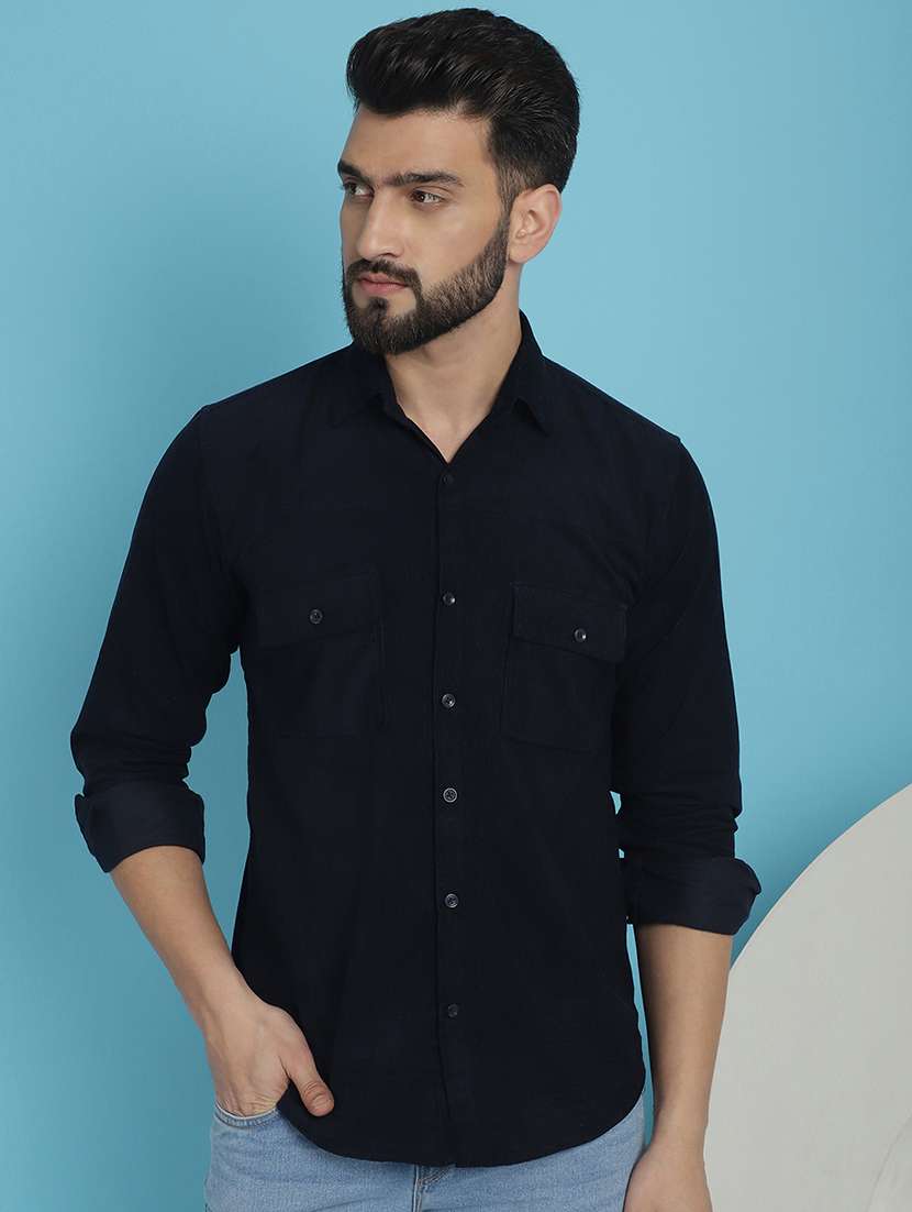 men collared long sleeve casual shirt