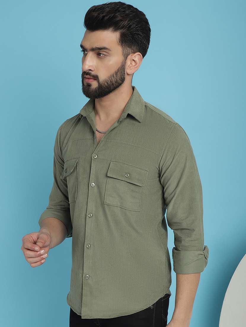 men collared long sleeve casual shirt - 20962821 -  Standard Image - 1