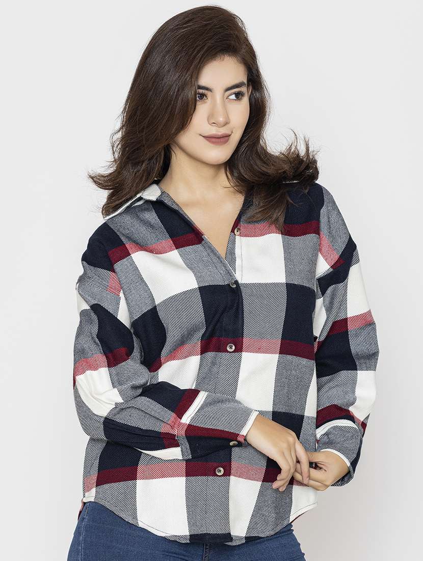 multi coloured checked printed oversized shirt - 20963024 -  Standard Image - 1