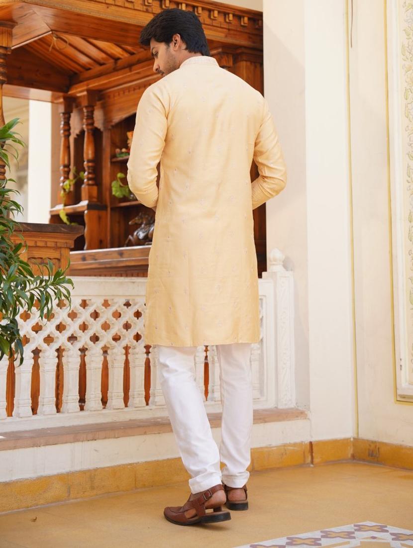 yellow embroidered detailed kurta - 20963853 - Standard Image - 4