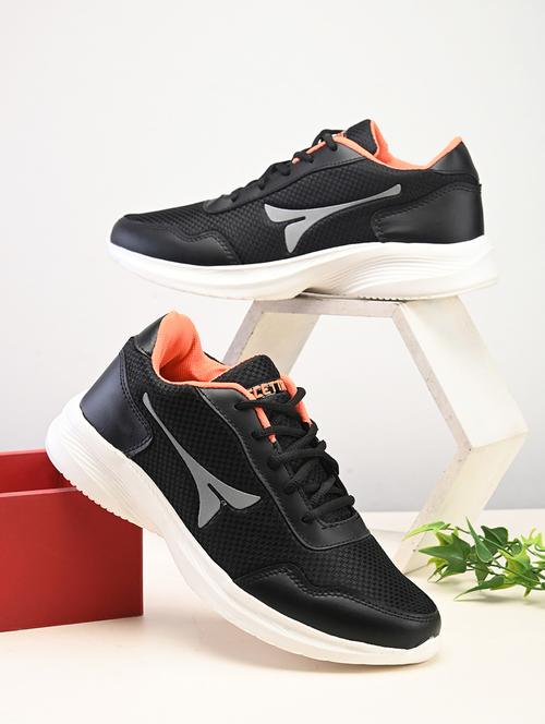 black mesh & synthetic lace up sneakers - 20963858 - Standard Image - 0