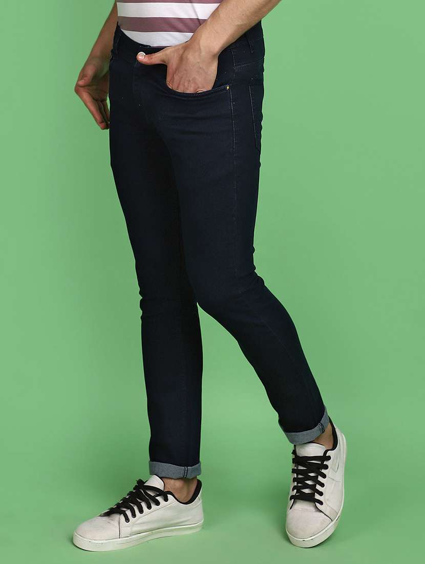 men solid navy blue skinny fit jeans - 20965364 -  Standard Image - 1