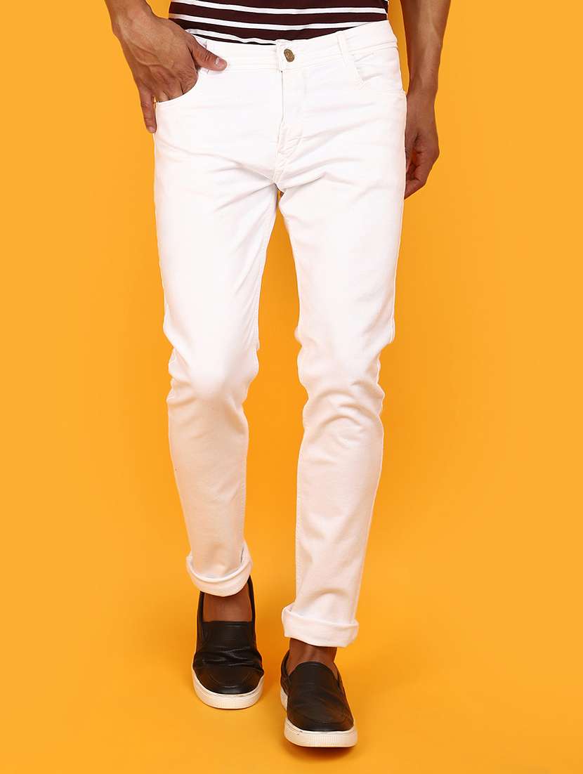 men mid rise plain denim jeans