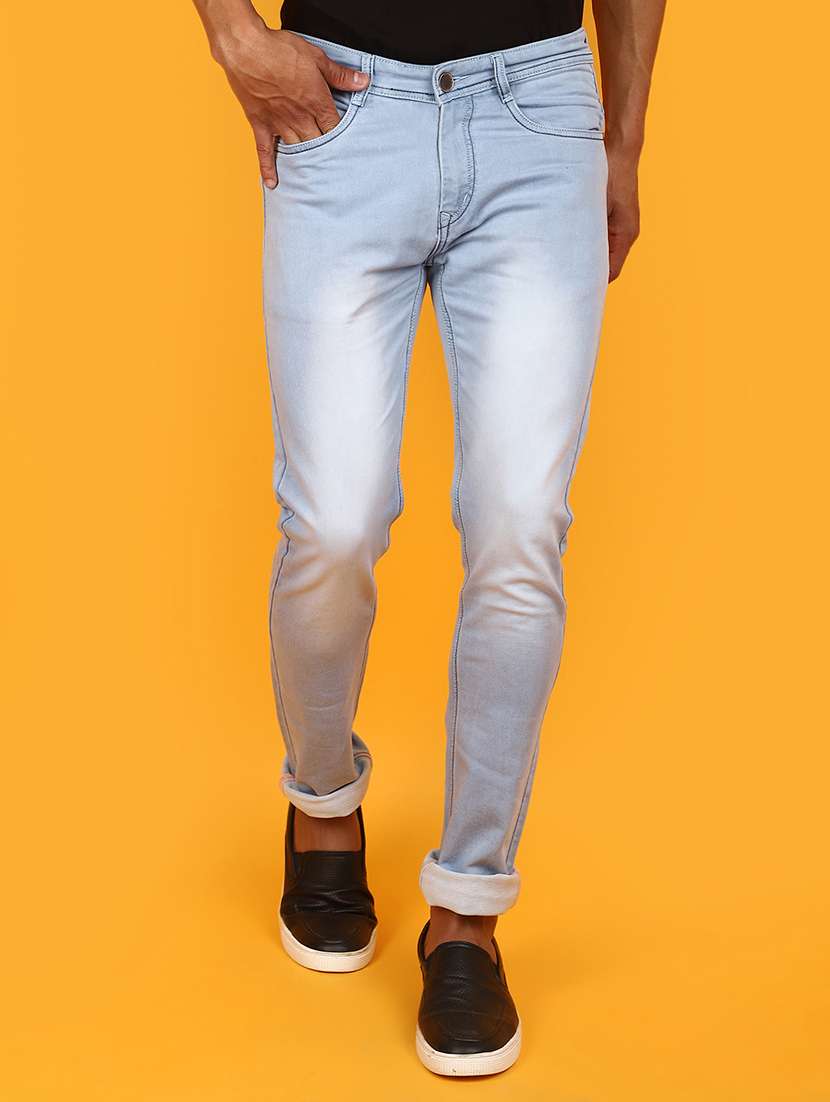 men mid rise washed denim jeans