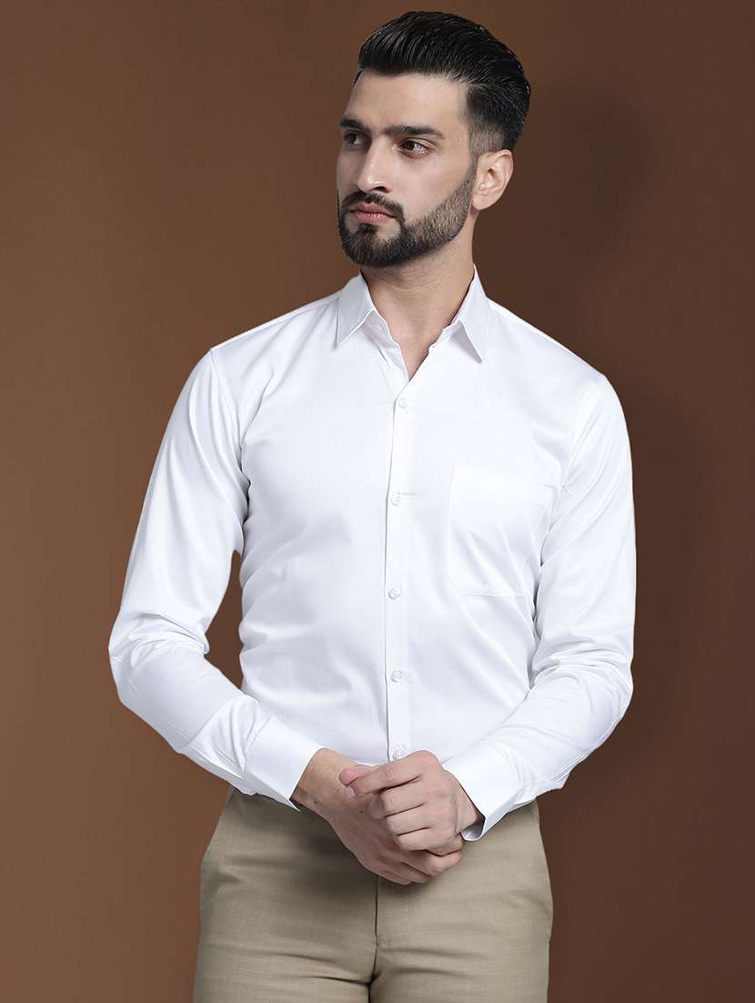 men white regular fit plain formal shirt