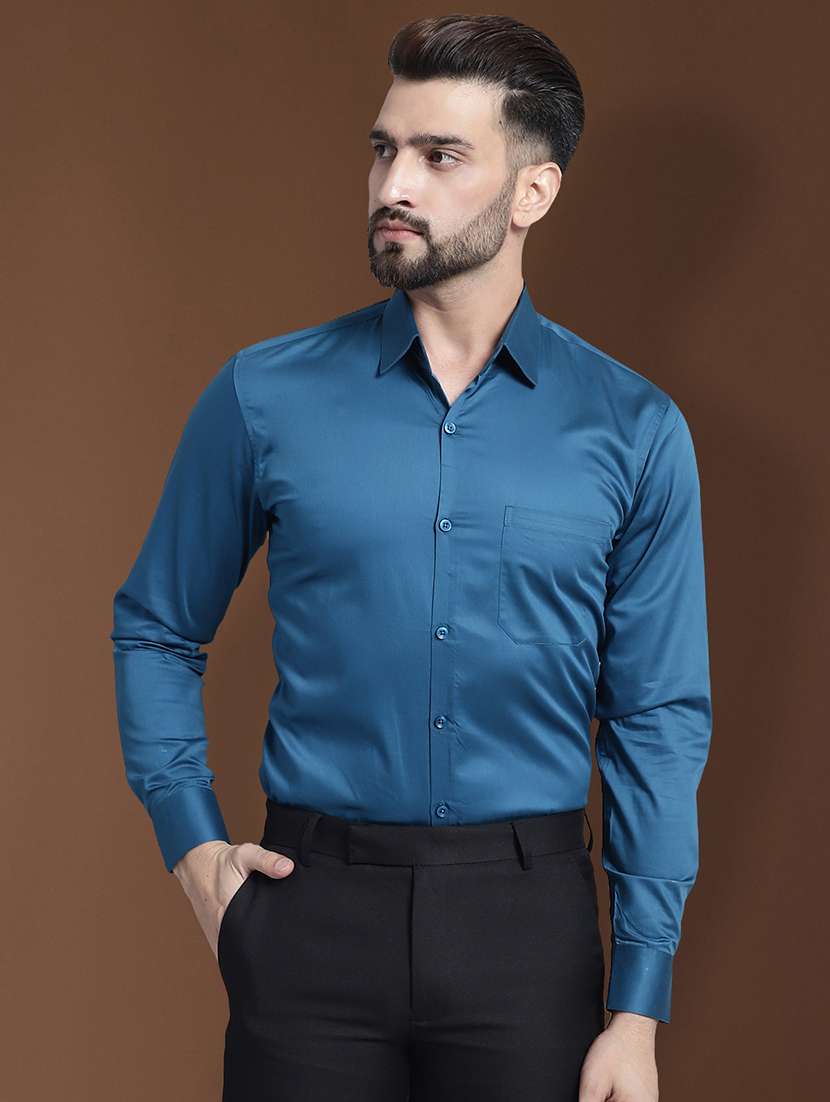 men regular fit solid formal shirt