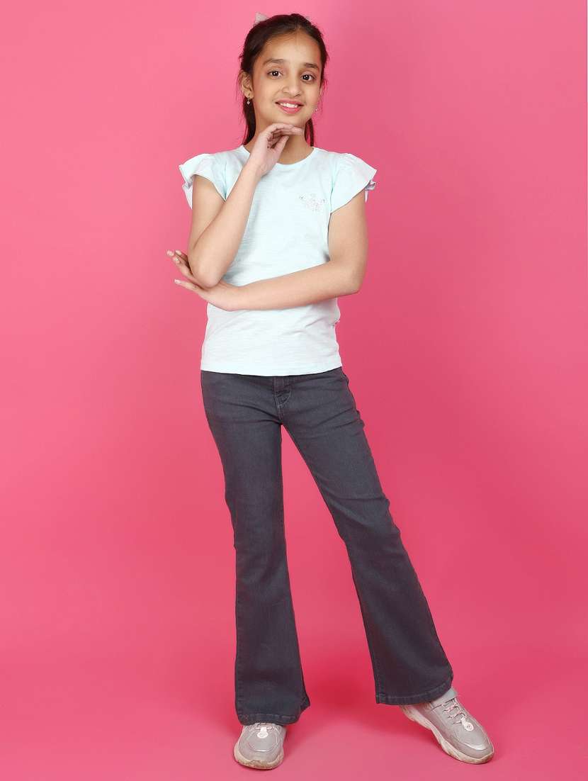 girls round neck solid tee - 20965766 -  Standard Image - 4