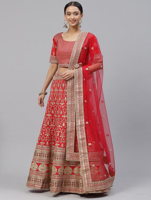 women red semi-stitched lehenga choli with dupatta - 20965796 - Standard Image - 0