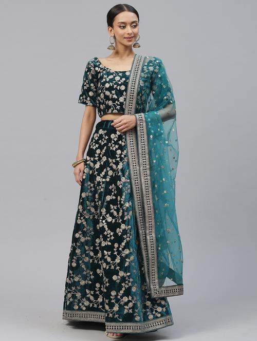 womenteal semi-stitched lehenga choli with dupatta - 20965797 - Standard Image - 0