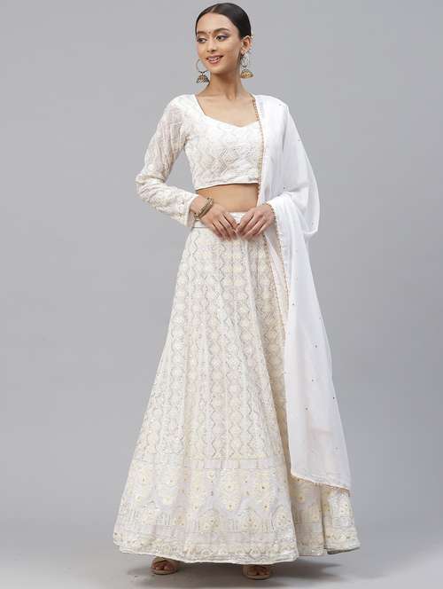 women white semi-stitched lehenga choli with dupatta - 20965800 -  Standard Image - 0