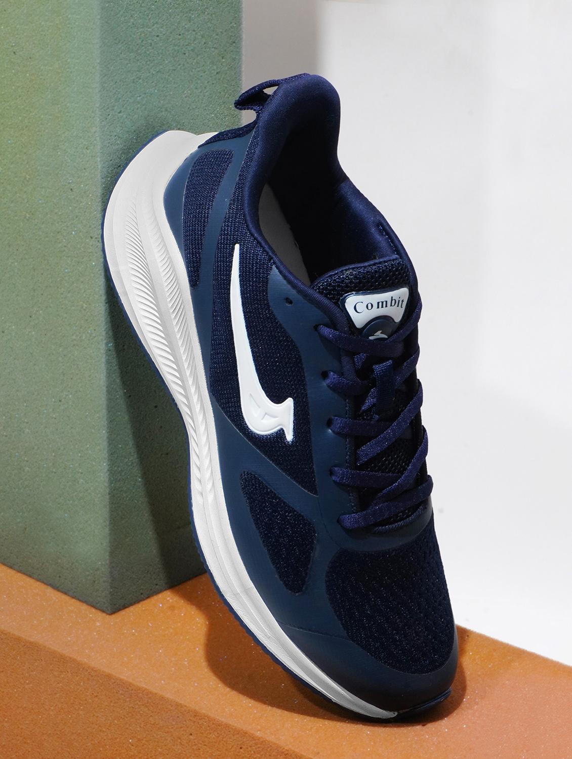 solid navy blue lace up sports shoes - 20965820 - Zoom Image - 0