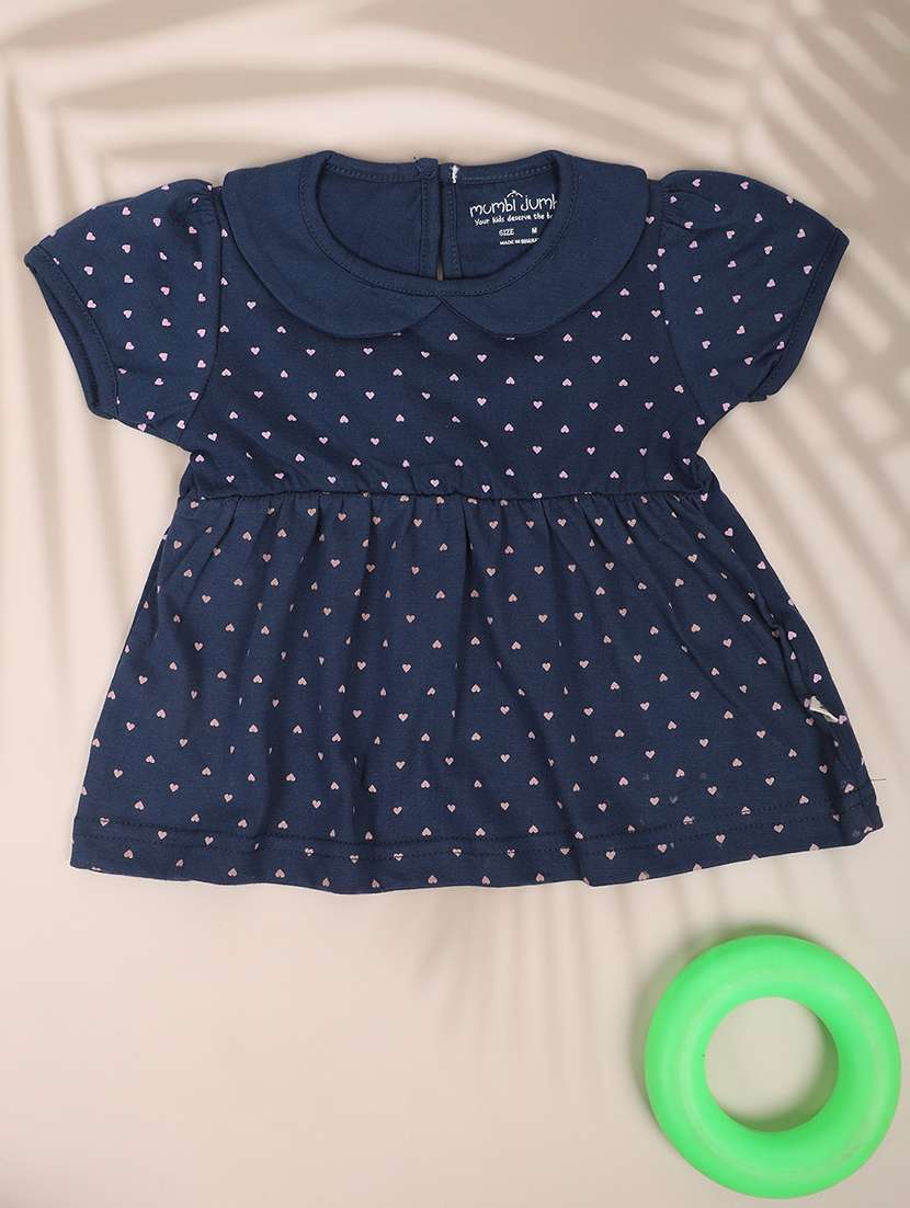 kids navy blue printed frock