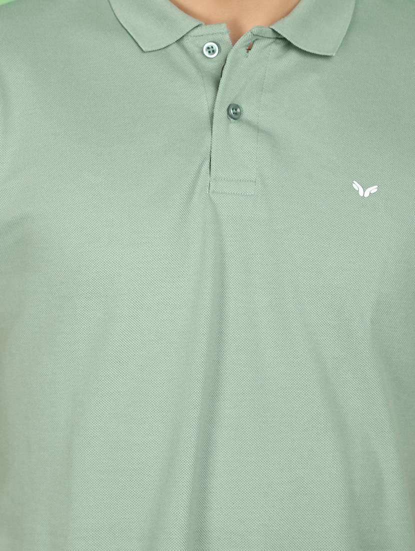 green cotton blend solid t-shirt - 20965918 -  Standard Image - 4