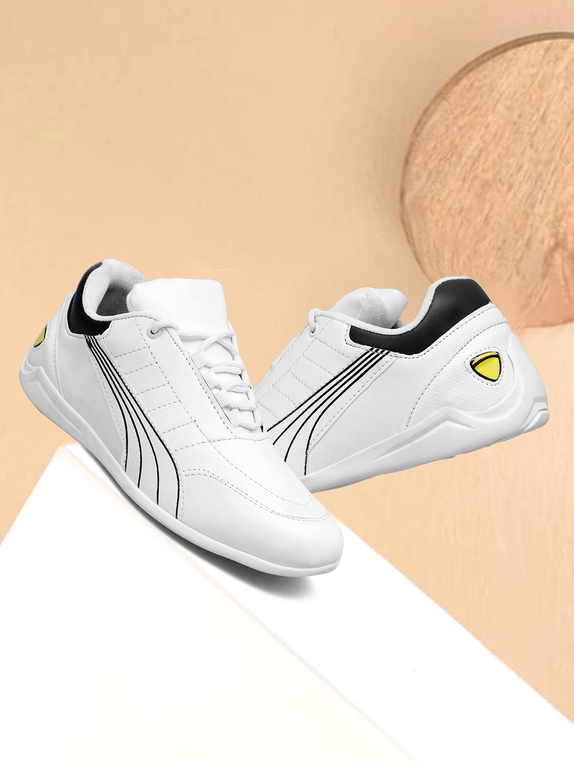 white synthetic lace up sneakers - 20966063 - Standard Image - 1