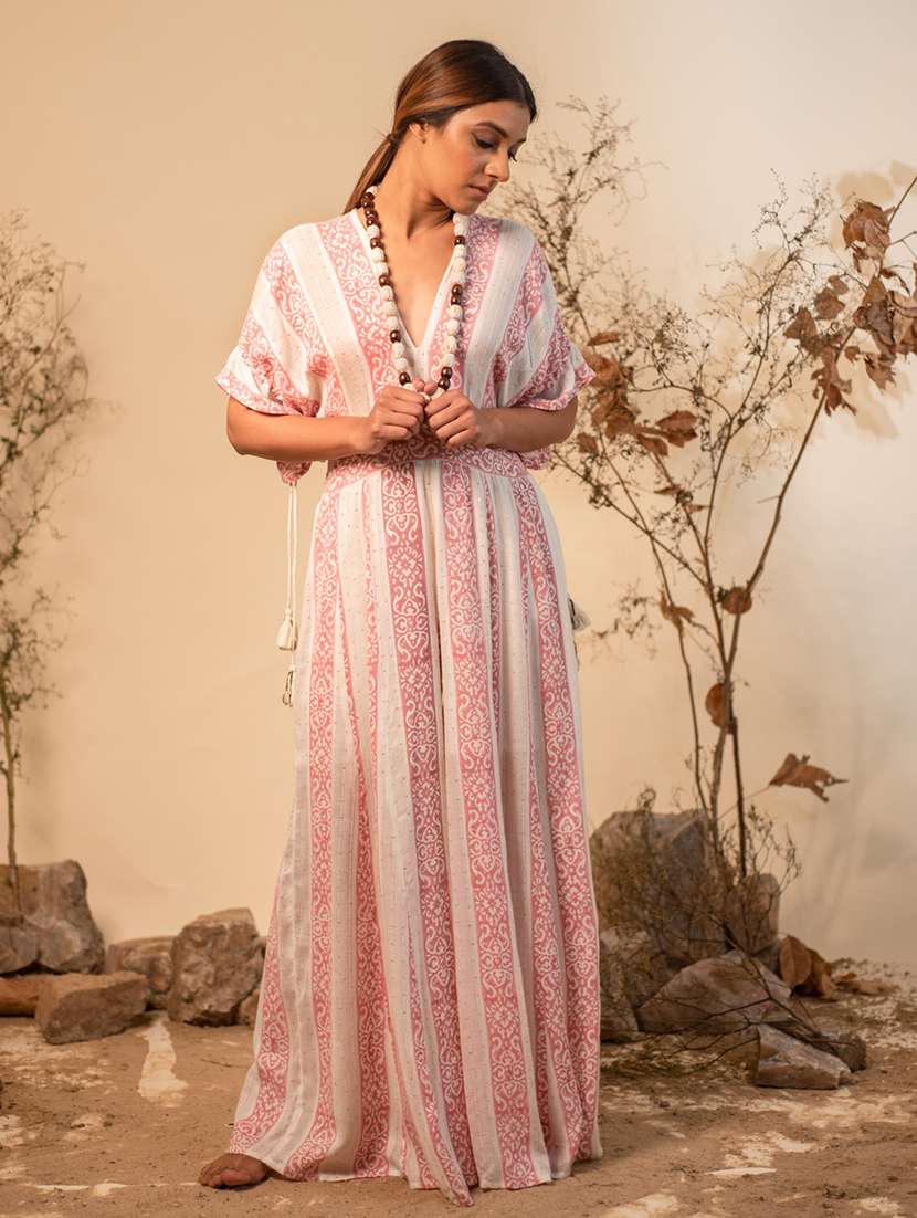 women off white printed full leg jumpsuit