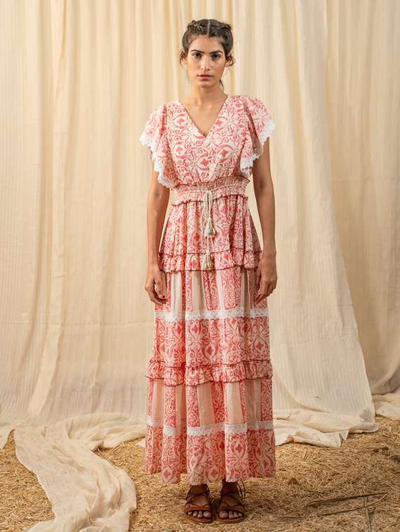 women off-white printed tiered dress - 20966081 - Zoom Image - 0