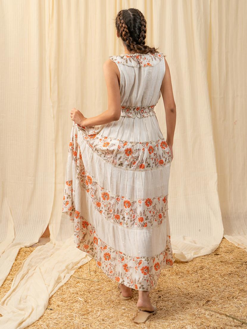 off white printed detailed maxi dress - 20966086 - Standard Image - 1