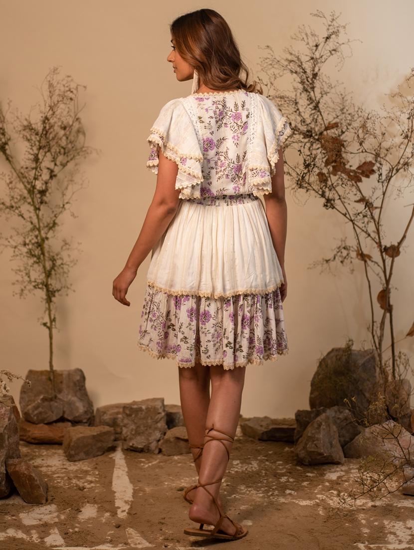 women white v neck fit & flare dress - 20966105 - Standard Image - 1
