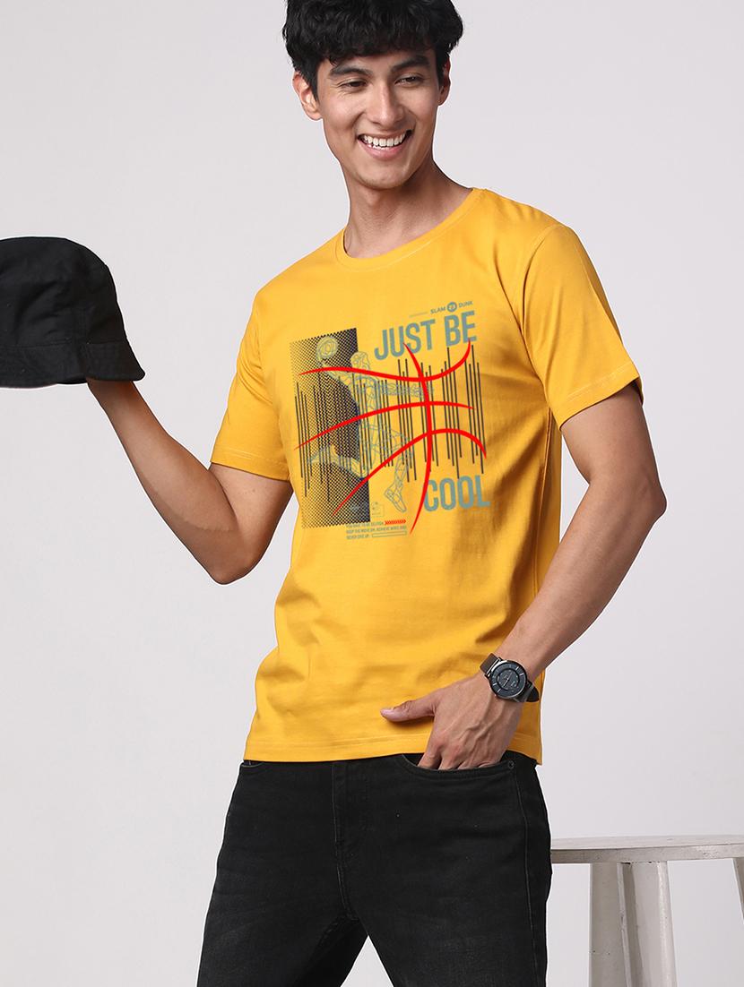 men round neck front print t-shirt - 20966237 -  Standard Image - 1