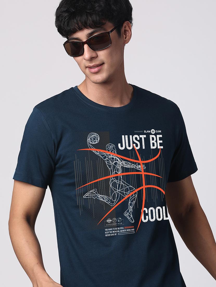 men round neck front print t-shirt - 20966241 -  Standard Image - 1
