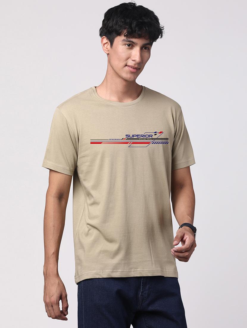 men round neck chest print t-shirt - 20966283 -  Standard Image - 1
