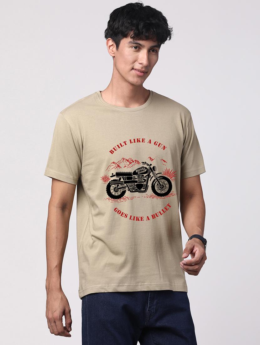 men round neck front print t-shirt - 20966293 - Standard Image - 1