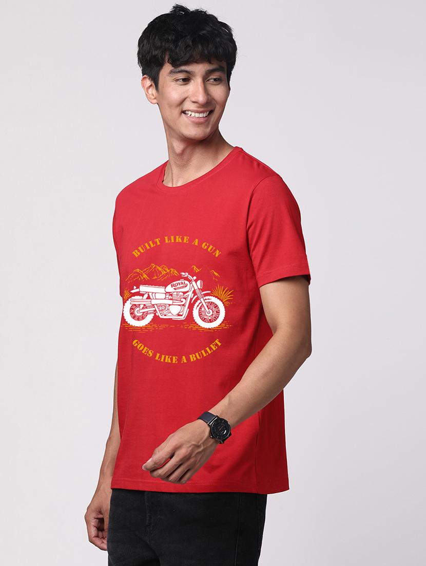 men round neck front print t-shirt - 20966300 - Standard Image - 1