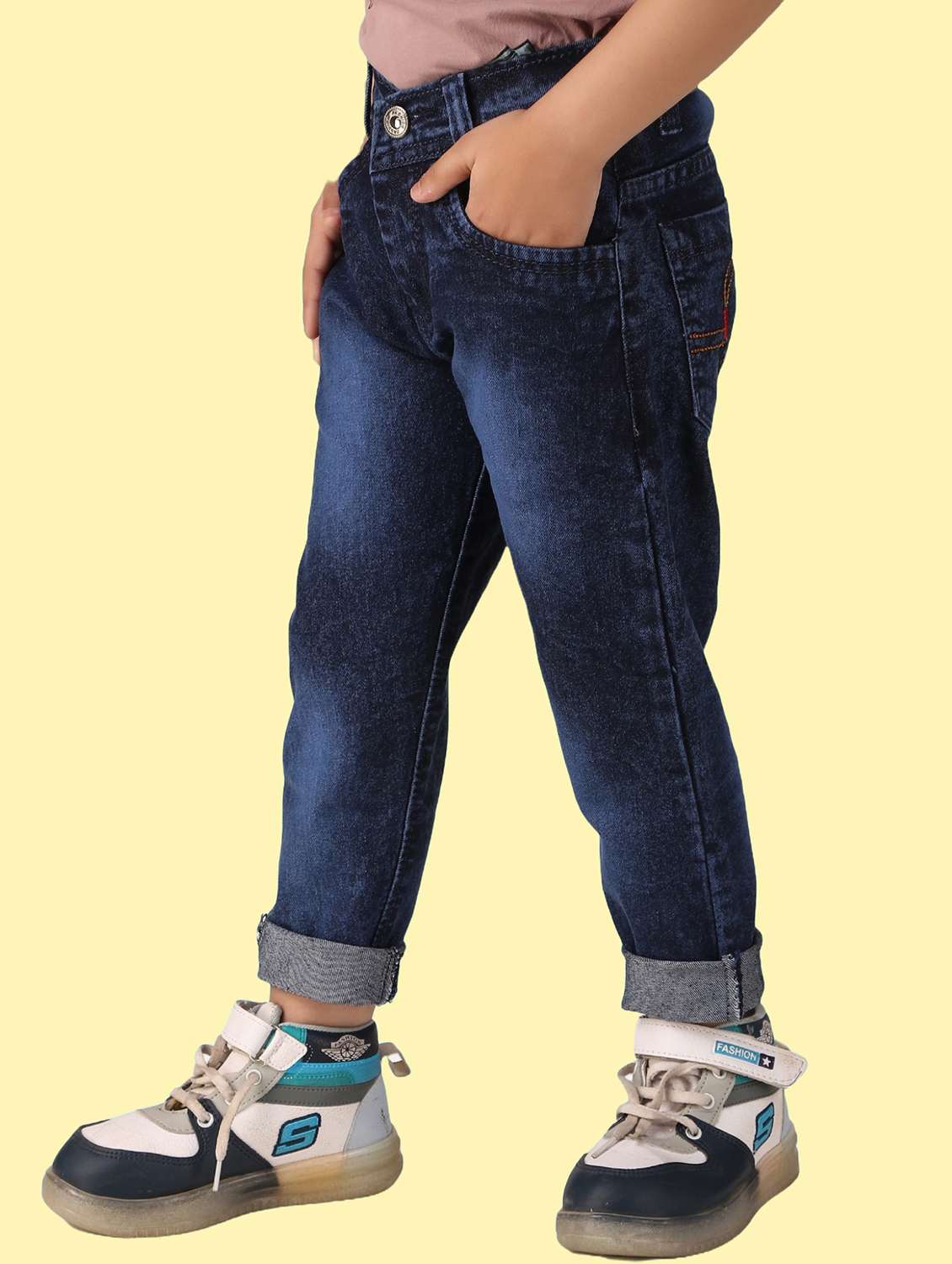 boys mid rise plain jeans