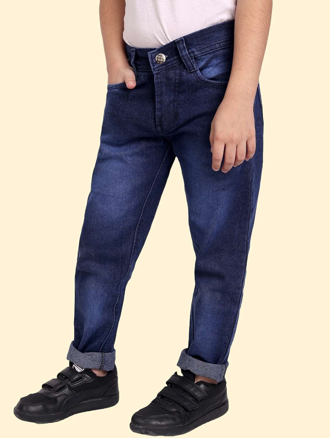 boys mid rise plain jeans