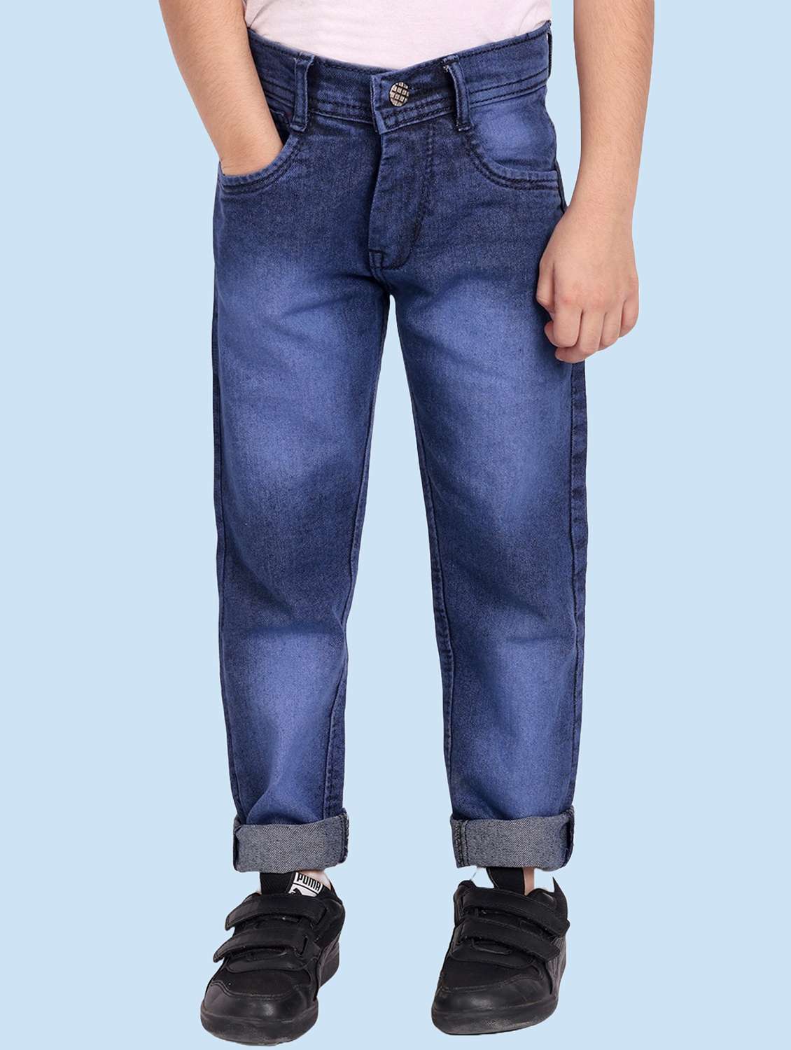 boys mid rise plain jeans