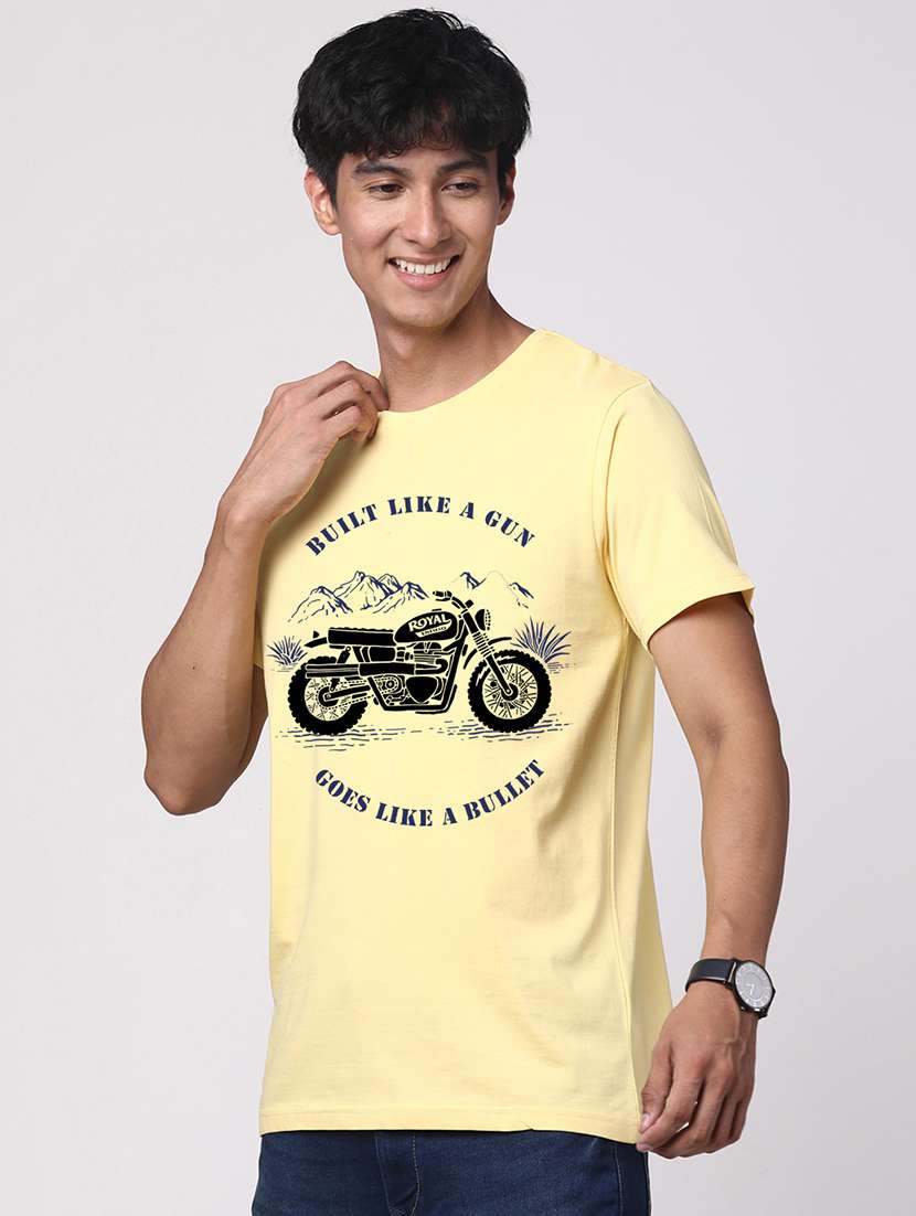 yellow cotton chest print tshirt - 20966500 - Standard Image - 1