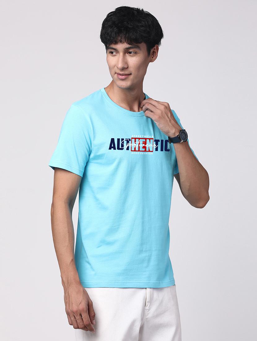 men round neck chest print t-shirt - 20966507 -  Standard Image - 1